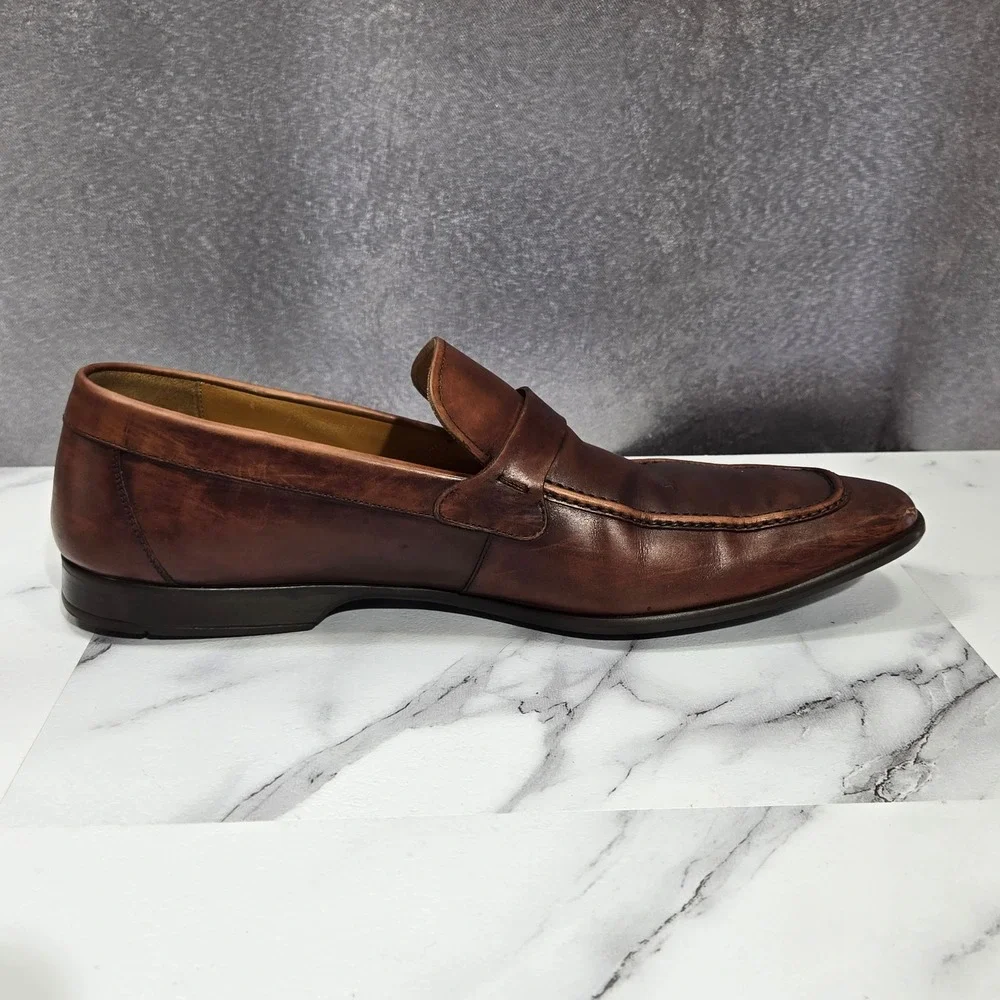 Magnanni Lino Loafers Mens Size 10 Brown Leather Buckle Strap Dress Shoes Spain